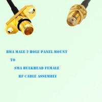 BMA Male 2 Hole Panel Mount to SMA Bulkhead Female RF Cable Assembly