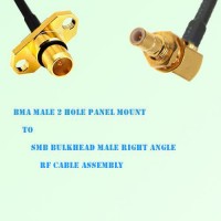 BMA Male 2 Hole Panel Mount to SMB Bulkhead Male R/A RF Cable Assembly