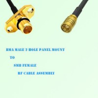 BMA Male 2 Hole Panel Mount to SMB Female RF Cable Assembly