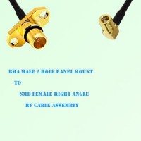 BMA Male 2 Hole Panel Mount to SMB Female R/A RF Cable Assembly