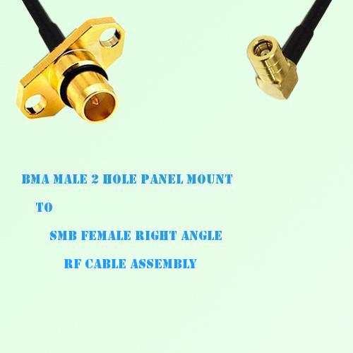 BMA Male 2 Hole Panel Mount to SMB Female R/A RF Cable Assembly BMA Male 2 Hole Panel Mount to SMB Female R/A RF Cable Assembly