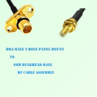 BMA Male 2 Hole Panel Mount to SMB Bulkhead Male RF Cable Assembly