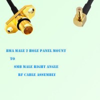 BMA Male 2 Hole Panel Mount to SMB Male Right Angle RF Cable Assembly