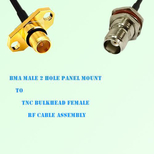 BMA Male 2 Hole Panel Mount to TNC Bulkhead Female RF Cable Assembly