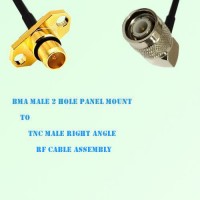 BMA Male 2 Hole Panel Mount to TNC Male Right Angle RF Cable Assembly