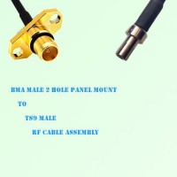 BMA Male 2 Hole Panel Mount to TS9 Male RF Cable Assembly