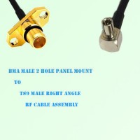BMA Male 2 Hole Panel Mount to TS9 Male Right Angle RF Cable Assembly