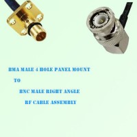 BMA Male 4 Hole Panel Mount to BNC Male Right Angle RF Cable Assembly