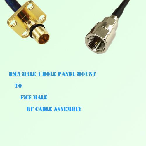 BMA Male 4 Hole Panel Mount to FME Male RF Cable Assembly BMA Male 4 Hole Panel Mount to FME Male RF Cable Assembly