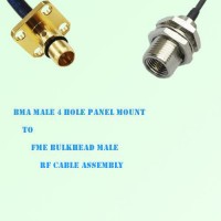 BMA Male 4 Hole Panel Mount to FME Bulkhead Male RF Cable Assembly