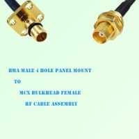 BMA Male 4 Hole Panel Mount to MCX Bulkhead Female RF Cable Assembly