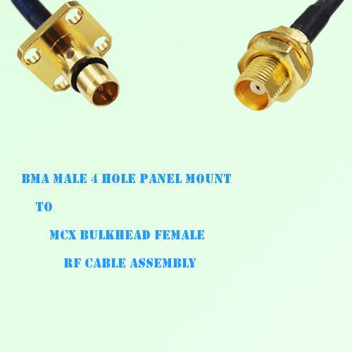 BMA Male 4 Hole Panel Mount to MCX Bulkhead Female RF Cable Assembly BMA Male 4 Hole Panel Mount to MCX Bulkhead Female RF Cable Assembly