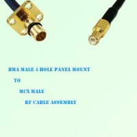 BMA Male 4 Hole Panel Mount to MCX Male RF Cable Assembly