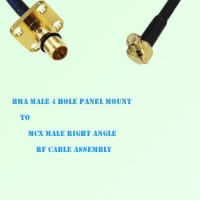 BMA Male 4 Hole Panel Mount to MCX Male Right Angle RF Cable Assembly