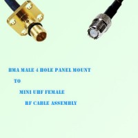 BMA Male 4 Hole Panel Mount to Mini UHF Female RF Cable Assembly