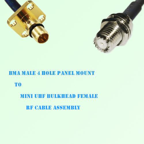 BMA Male 4 Hole Panel Mount to Mini UHF Bulkhead Female RF Cable