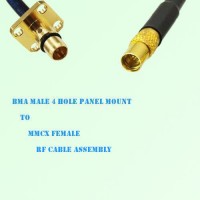 BMA Male 4 Hole Panel Mount to MMCX Female RF Cable Assembly