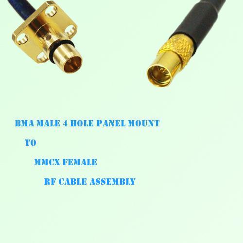 BMA Male 4 Hole Panel Mount to MMCX Female RF Cable Assembly BMA Male 4 Hole Panel Mount to MMCX Female RF Cable Assembly