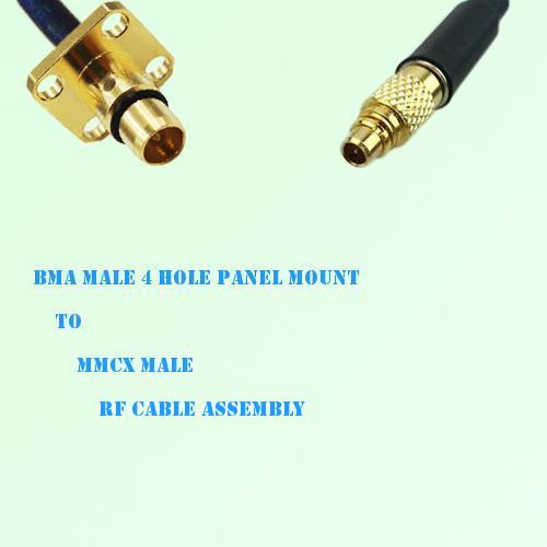 BMA Male 4 Hole Panel Mount to MMCX Male RF Cable Assembly BMA Male 4 Hole Panel Mount to MMCX Male RF Cable Assembly