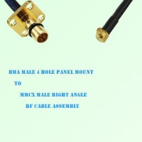 BMA Male 4 Hole Panel Mount to MMCX Male Right Angle RF Cable Assembly