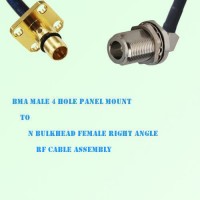BMA Male 4 Hole Panel Mount to N Bulkhead Female R/A RF Cable Assembly