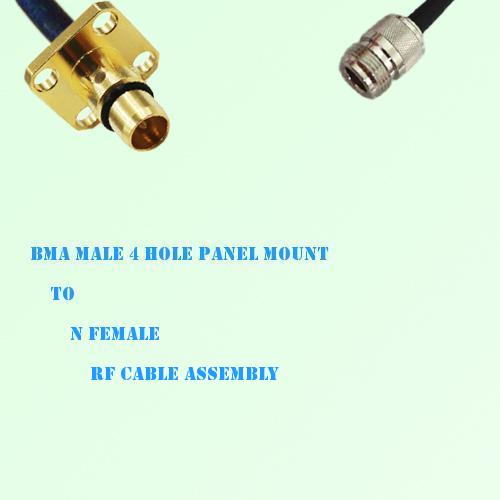 BMA Male 4 Hole Panel Mount to N Female RF Cable Assembly