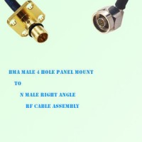 BMA Male 4 Hole Panel Mount to N Male Right Angle RF Cable Assembly