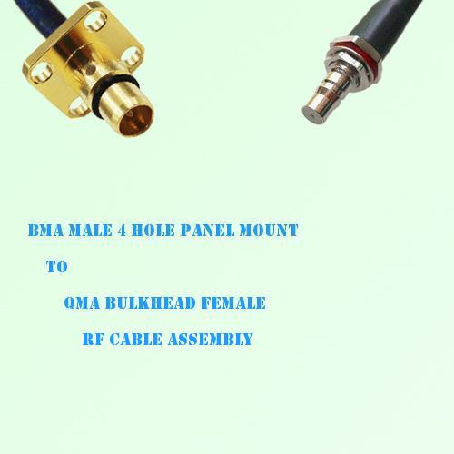 BMA Male 4 Hole Panel Mount to QMA Bulkhead Female RF Cable Assembly