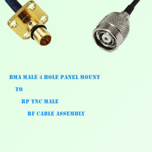 BMA Male 4 Hole Panel Mount to RP TNC Male RF Cable Assembly BMA Male 4 Hole Panel Mount to RP TNC Male RF Cable Assembly