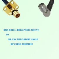 BMA Male 4 Hole Panel Mount to RP TNC Male R/A RF Cable Assembly