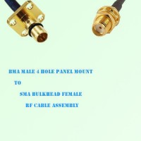 BMA Male 4 Hole Panel Mount to SMA Bulkhead Female RF Cable Assembly