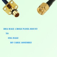 BMA Male 4 Hole Panel Mount to SMA Male RF Cable Assembly