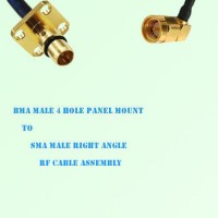 BMA Male 4 Hole Panel Mount to SMA Male Right Angle RF Cable Assembly