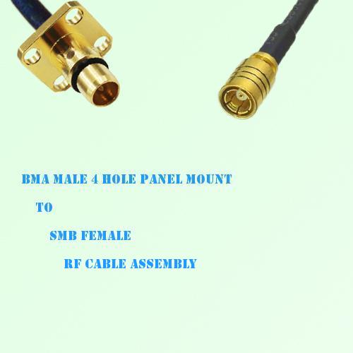 BMA Male 4 Hole Panel Mount to SMB Female RF Cable Assembly BMA Male 4 Hole Panel Mount to SMB Female RF Cable Assembly