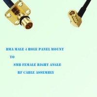 BMA Male 4 Hole Panel Mount to SMB Female R/A RF Cable Assembly