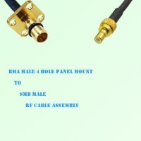 BMA Male 4 Hole Panel Mount to SMB Male RF Cable Assembly