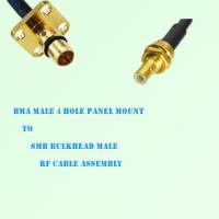 BMA Male 4 Hole Panel Mount to SMB Bulkhead Male RF Cable Assembly