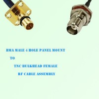 BMA Male 4 Hole Panel Mount to TNC Bulkhead Female RF Cable Assembly