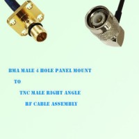 BMA Male 4 Hole Panel Mount to TNC Male Right Angle RF Cable Assembly