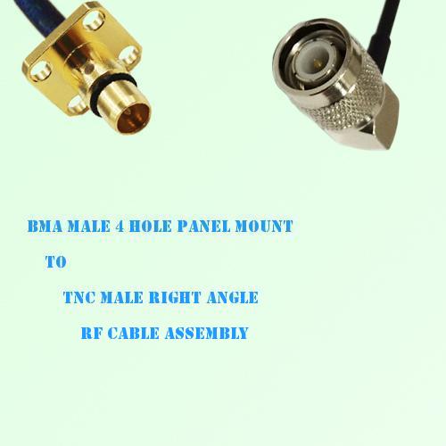 BMA Male 4 Hole Panel Mount to TNC Male Right Angle RF Cable Assembly