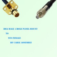 BMA Male 4 Hole Panel Mount to TS9 Female RF Cable Assembly