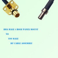 BMA Male 4 Hole Panel Mount to TS9 Male RF Cable Assembly