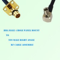 BMA Male 4 Hole Panel Mount to TS9 Male Right Angle RF Cable Assembly