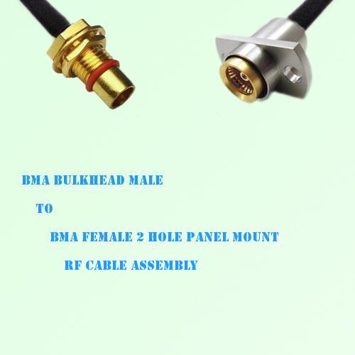BMA Bulkhead Male to BMA Female 2 Hole Panel Mount RF Cable Assembly BMA Bulkhead Male to BMA Female 2 Hole Panel Mount RF Cable Assembly