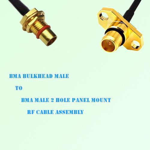 BMA Bulkhead Male to BMA Male 2 Hole Panel Mount RF Cable Assembly BMA Bulkhead Male to BMA Male 2 Hole Panel Mount RF Cable Assembly