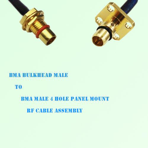 BMA Bulkhead Male to BMA Male 4 Hole Panel Mount RF Cable Assembly