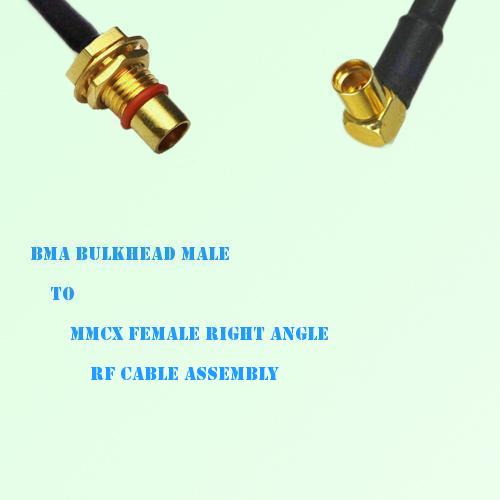 BMA Bulkhead Male to MMCX Female Right Angle RF Cable Assembly BMA Bulkhead Male to MMCX Female Right Angle RF Cable Assembly