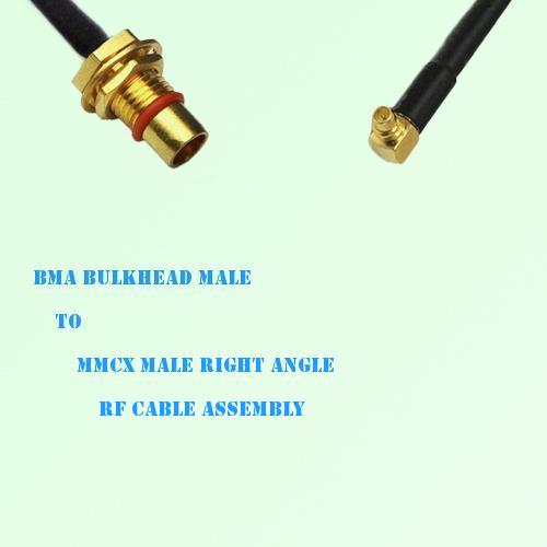 BMA Bulkhead Male to MMCX Male Right Angle RF Cable Assembly BMA Bulkhead Male to MMCX Male Right Angle RF Cable Assembly