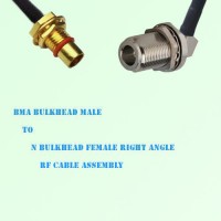 BMA Bulkhead Male to N Bulkhead Female Right Angle RF Cable Assembly