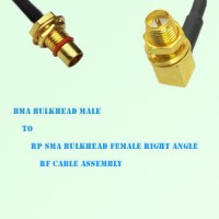 BMA Bulkhead Male to RP SMA Bulkhead Female R/A RF Cable Assembly